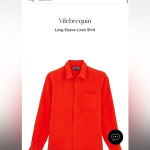 Vilebrequin - Mens XL Long Sleeve Button Up, Color Nefle (blood orange) - NEW